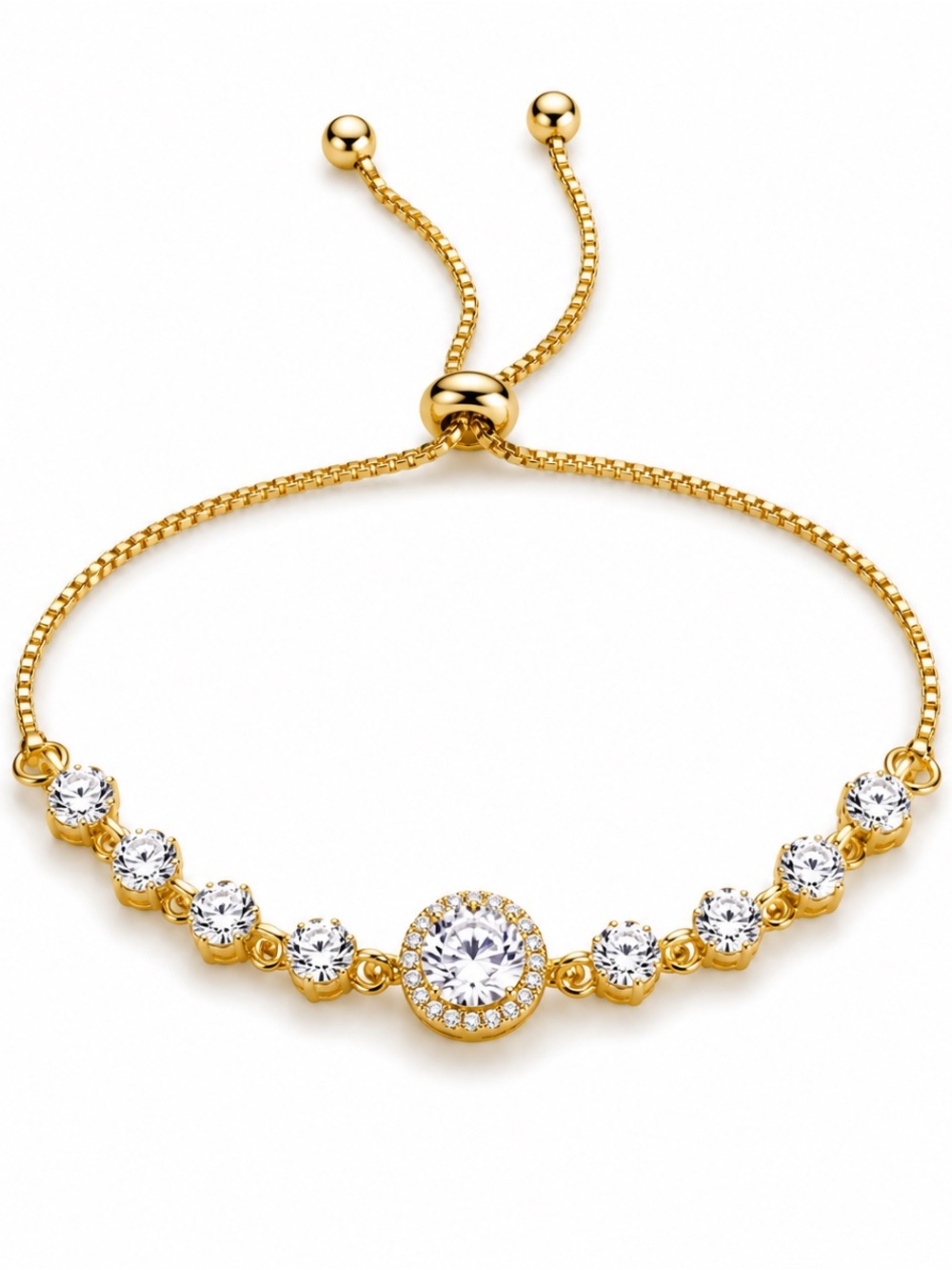 Yellow Gold Plated Adjustable Lariat Bracelet